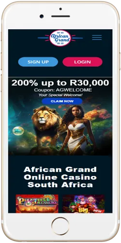 African Grand Casino mobile app screen
